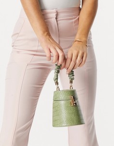 Зеленая сумка с короткой ручкой со сборками и отделкой под кожу крокодила EGO x Molly Mae-Зеленый цвет