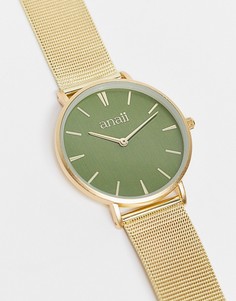 Зеленые часы с сетчатым браслетом Anaii-Золотистый