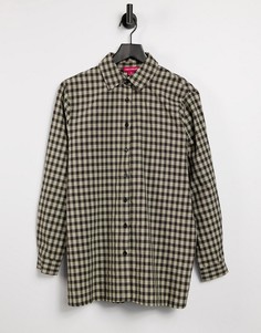 Рубашка в стиле oversized в черно-белую клетку Urban Threads-Черный цвет