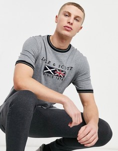 Футболка с вышитым флагом и окантовкой Lyle & Scott-Серый
