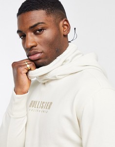 Бежевый худи-снуд с логотипом Hollister-Коричневый цвет