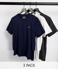 Набор из 3 футболок логотипом белого, темно-синего и черного меланжевого цвета Hollister-Многоцветный
