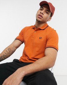 Рыжее поло с двойным кантом Fred Perry-Оранжевый цвет