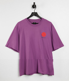 Фиолетовая футболка с принтом солнца в японском стиле Edwin-Фиолетовый цвет