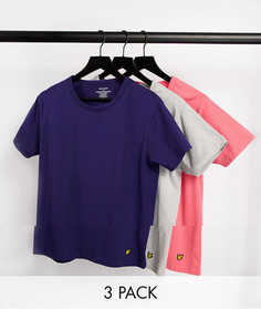 Набор из 3 футболок с круглым вырезом розового, светло-серого меланжевого и темно-синего цвета Lyle & Scott Bodywear-Многоцветный