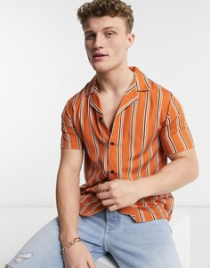 Оранжевая рубашка в полоску с короткими рукавами Another Influence-Оранжевый цвет
