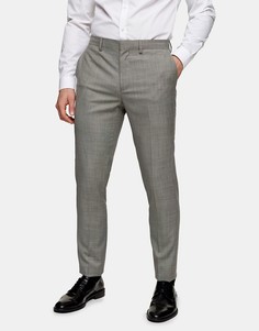 Серые зауженные брюки Topman-Серый
