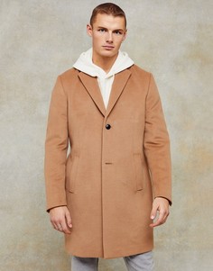 Темно-бежевое пальто классического кроя Topman Considered-Коричневый цвет