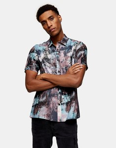 Разноцветная узкая рубашка с абстрактным принтом в виде цифровой живописи Topman-Многоцветный