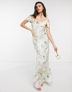 Платье макси с открытыми плечами и цветочным принтом Hope & Ivy-Многоцветный