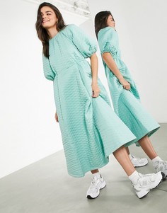 Шалфейно-зеленое стеганое платье миди ASOS EDITION-Зеленый цвет