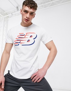 Белая рубашка с графическим логотипом из технологичной ткани New Balance Running-Белый