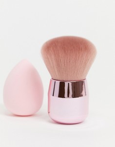Набор из кисти кабуки и спонжа для макияжа Zoe Ayla-Розовый цвет