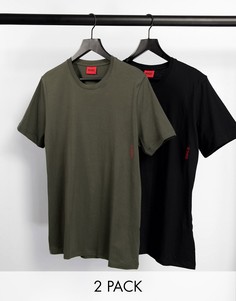 Набор из 2 футболок черного цвета и цвета хаки HUGO Bodywear-Черный цвет