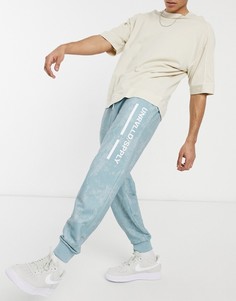 Голубые свободные джоггеры с логотипом на штанине и сплошным размытым принтом от комплекта ASOS Unrvlld Supply-Голубой