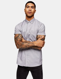 Светло-серая оксфордская рубашка облегающего кроя из эластичной ткани Topman-Серый