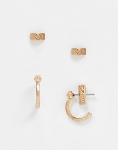 Набор из 2 пар серег (гвоздики со вставкой и серьги-кольца) AllSaints-Медный