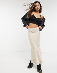 Кремовая юбка макси из блестящей атласной ткани BB Dakota-Кремовый