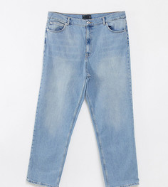 Голубые выбеленные узкие джинсы прямого кроя с завышенной талией ASOS DESIGN Curve-Голубой
