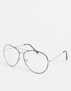 Модные очки-авиаторы с прозрачными стеклами ASOS DESIGN-Черный цвет