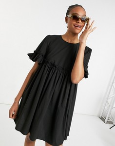 Черное платье мини с присборенной юбкой Urban Threads-Черный цвет