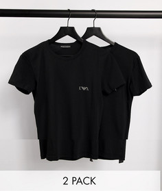 Набор из 2 черных футболок с логотипом Emporio Armani Bodywear-Черный цвет