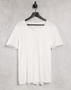 Белая футболка с овальным вырезом Selected Homme-Черный цвет