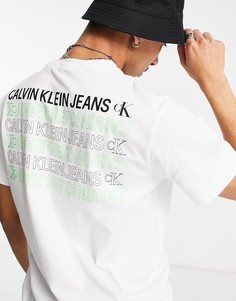 Белая футболка с принтом логотипа спереди и сзади Calvin Klein Jeans-Белый