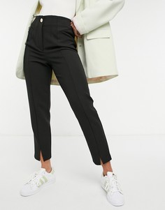 Черные брюки-сигаретки с разрезами спереди River Island-Черный цвет