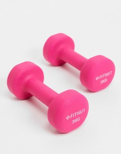 Пара гантелей розового цвета FitHut весом 3 кг-Розовый цвет