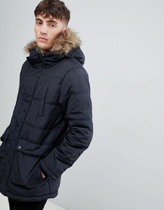 Черная парка с искусственным мехом на капюшоне Esprit-Черный