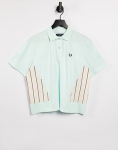 Ярко-голубая футболка-поло с текстильными вставками Fred Perry-Голубой