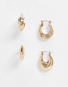 Набор из 2 пар золотистых серег-колец в винтажном стиле Accessorize-Золотистый
