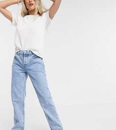 Светлые прямые джинсы в стиле 90-х с классической талией ASOS DESIGN Petite-Голубой