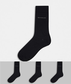 Набор из 3 пар хлопковых носков черного цвета с маленьким логотипом Gant-Черный цвет
