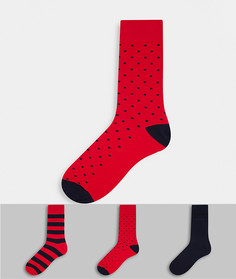 Набор из 3 пар носков красного, черного цвета и в полоску с маленьким логотипом Gant-Красный