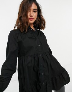 Удлиненная ярусная рубашка черного цвета New Look-Черный цвет