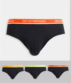 Набор из 3 трусов черного цвета контрастными поясами с логотипом Emporio Armani Bodywear-Черный цвет