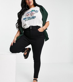 Зауженные моделирующие джинсы черного цвета с завышенной талией New Look Curve-Черный цвет