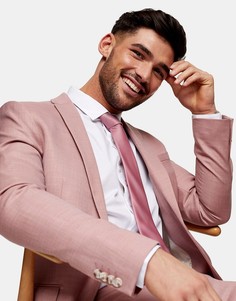 Розовый супероблегающий однобортный пиджак с лацканами с разрезами Topman-Розовый цвет
