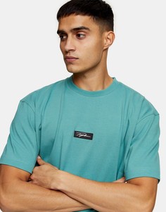 Зеленая футболка с фирменной нашивкой Topman-Зеленый цвет