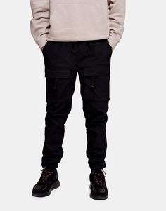 Черные брюки карго с карманами спереди Topman-Черный цвет