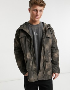 Куртка с капюшоном цвета хаки с камуфляжным принтом и множеством карманов Topman-Многоцветный