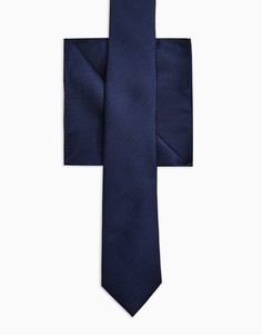 Темно-синий фактурный галстук Topman-Голубой