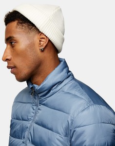 Светло-бежевая шапка-бини с вафельной текстурой Topman-Белый