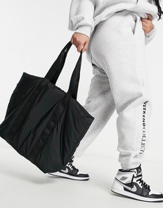 Черная нейлоновая сумка-тоут с тесьмой на ручках ASOS Weekend Collective-Черный цвет