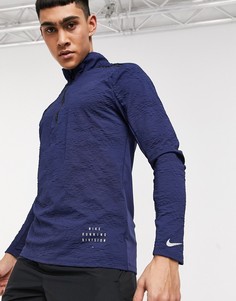 Темно-синий топ на молнии 1/4 Nike Running Run Division Element