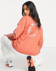 Коралловый oversized-лонгслив с логотипом на спине ASOS Weekend Collective-Оранжевый цвет