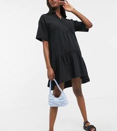 Черное свободное платье-рубашка миди GeBe Maternity-Черный цвет