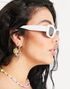 Белые солнцезащитные очки в квадратной скошенной оправе ASOS DESIGN-Белый